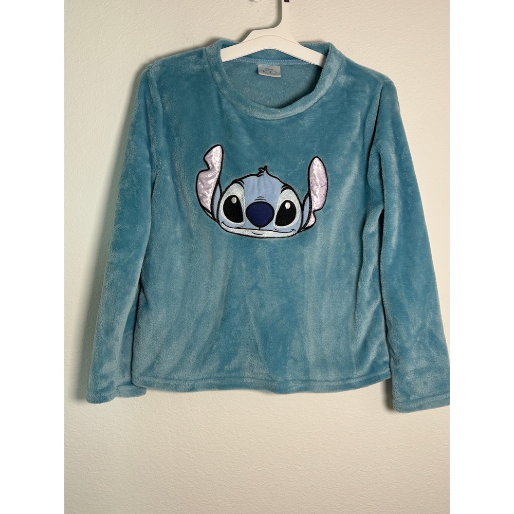 Disney Stitch Blue Plush Fleece Pajama Top Girls Size M 8-10 LZ43920SB
